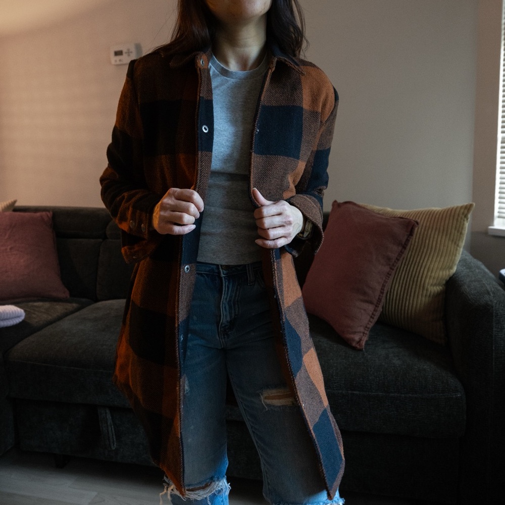 BB Dakota Brown and Black Plaid Coat